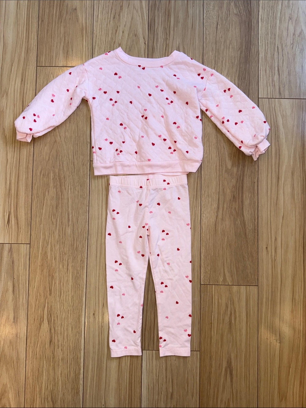 Kids Pink Heart-Print Matching Set